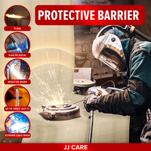 JJ CARE Welding Blanket - 850GSM 6ft x 6ft Heavy Duty Welding Blankets Fireproof with Brass Grommets, Fiberglass Welding Curtain, Fire Retardant Welders Blanket, Welding Shield